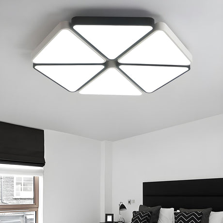 Contemporary White Hexagon Flush Mount Ceiling Light Image - 1