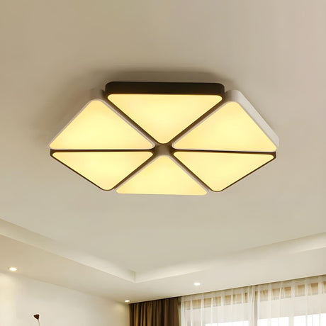 Contemporary White Hexagon Flush Mount Ceiling Light Image - 2