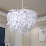 Contemporary White Leaf Adjustable Height Chandelier  Image - 12