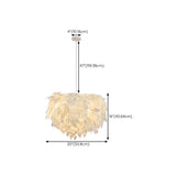 Contemporary White Leaf Adjustable Height Chandelier  #size