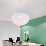 Contemporary White Leaf Adjustable Height Chandelier  Image - 3