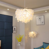 Contemporary White Leaf Adjustable Height Chandelier  Image - 4