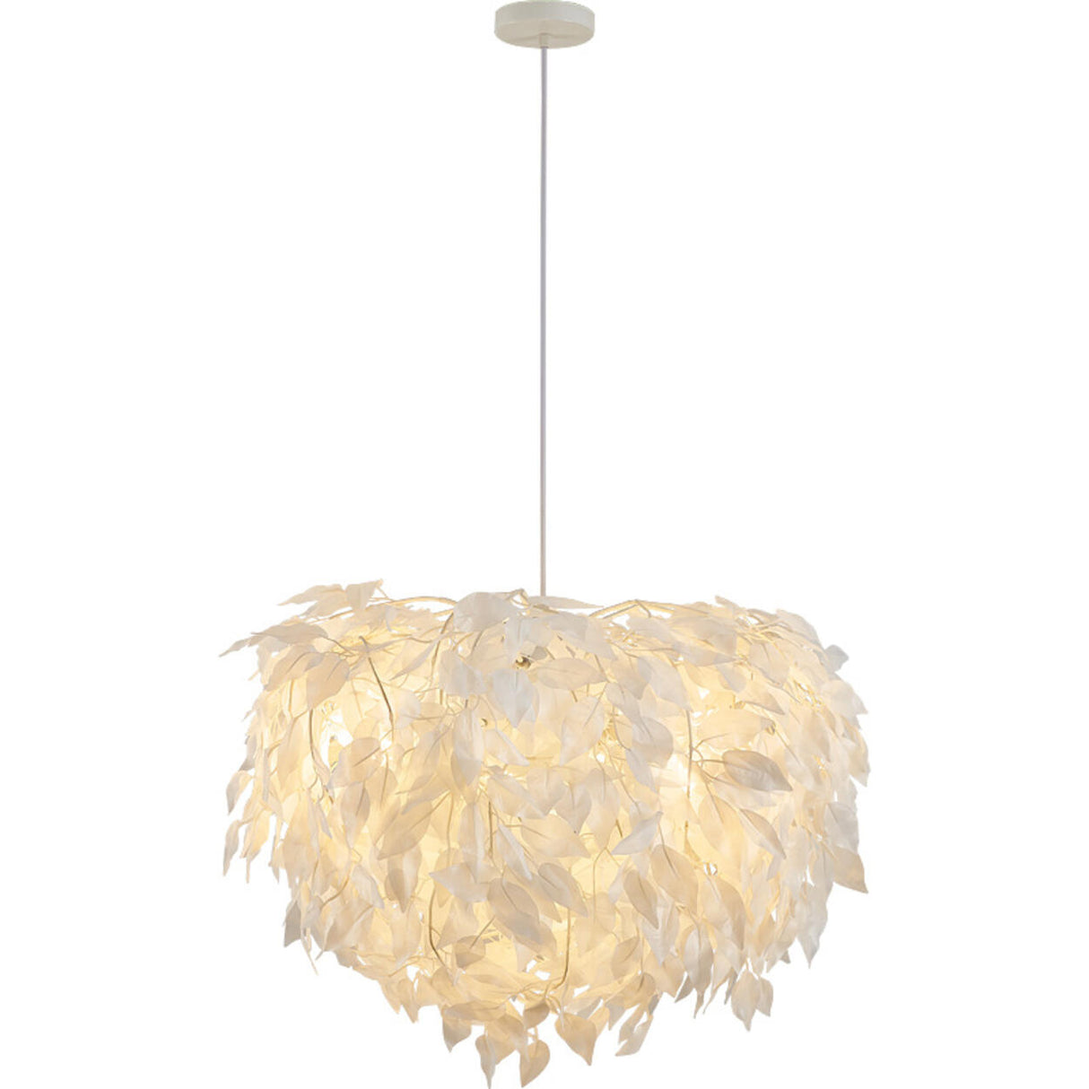 Contemporary White Leaf Adjustable Height Chandelier  Image - 7