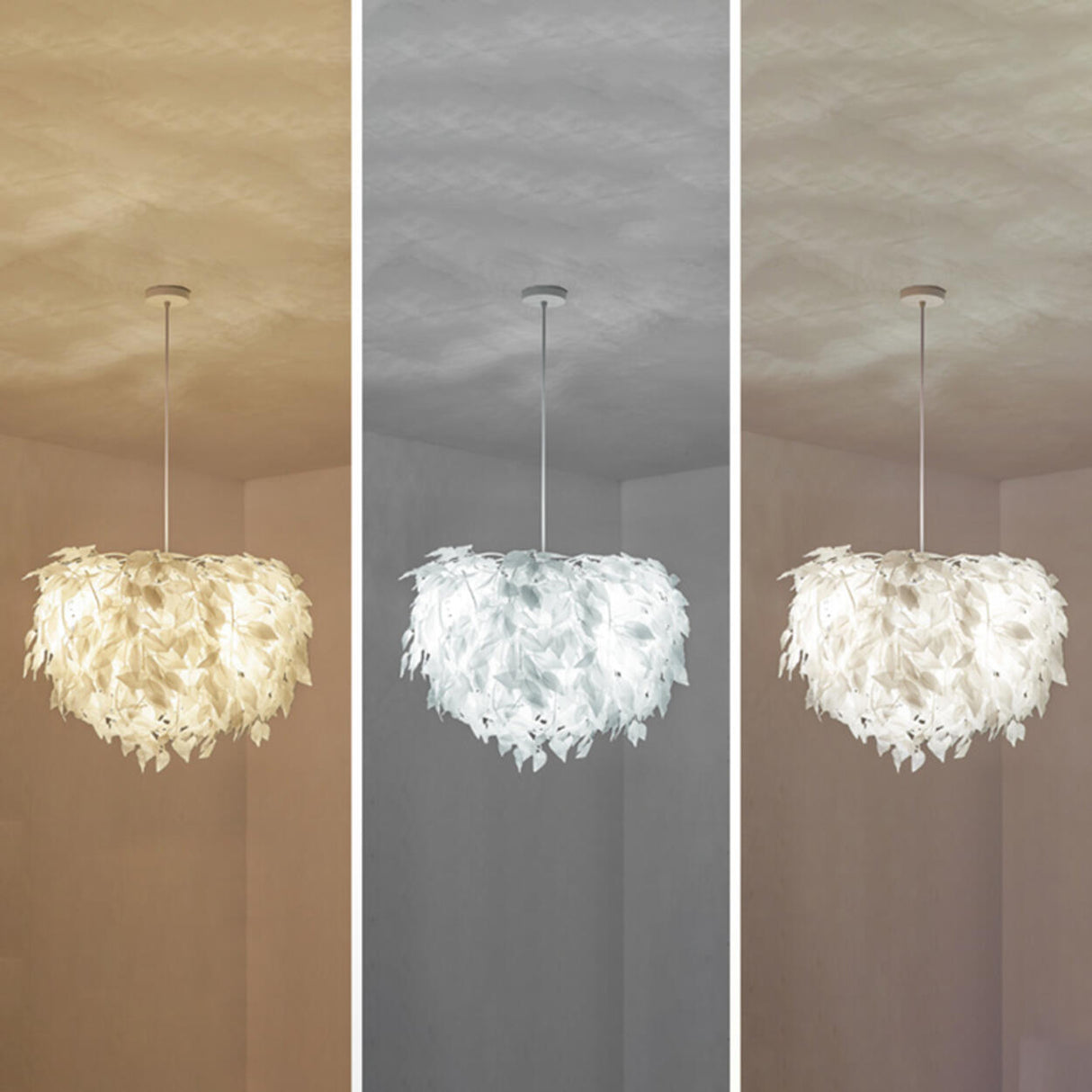 Contemporary White Leaf Adjustable Height Chandelier  Image - 8