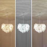 Contemporary White Leaf Adjustable Height Chandelier  Image - 8