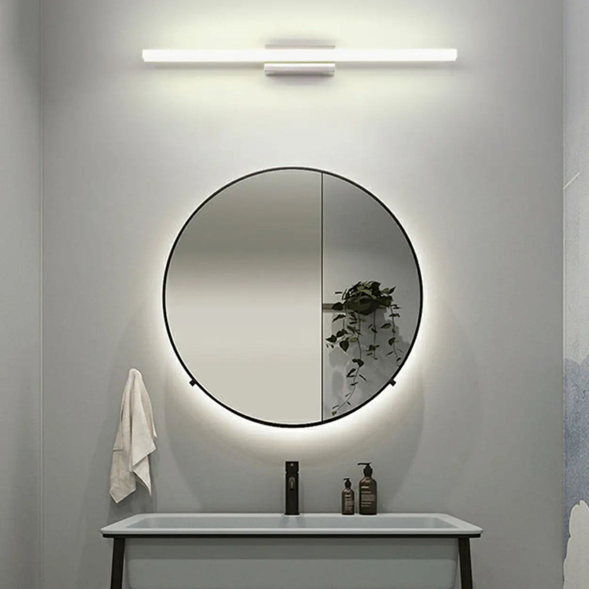 Contemporary White Linear LED Vanity Light Fixture Image - 2