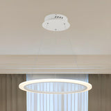 Contemporary White Loop Ring Acrylic LED Pendant Chandelier Image - 1