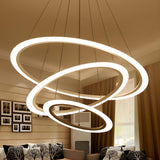 Contemporary White Loop Ring Acrylic LED Pendant Chandelier Image - 10