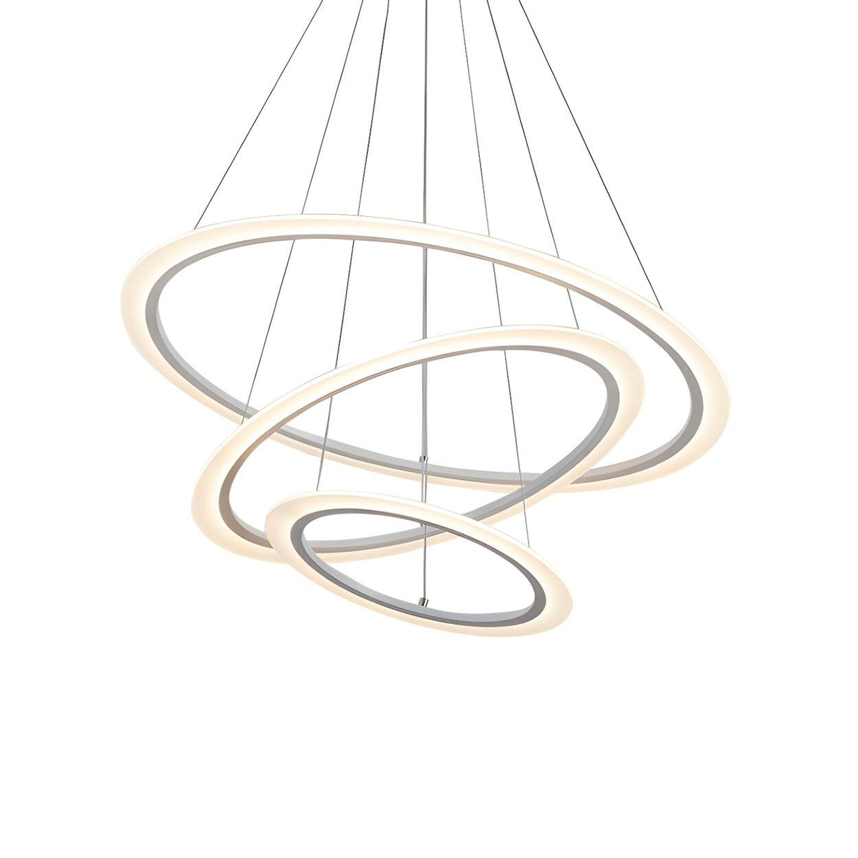 Contemporary White Loop Ring Acrylic LED Pendant Chandelier Image - 13