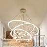 Contemporary White Loop Ring Acrylic LED Pendant Chandelier Image - 14