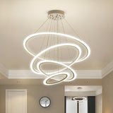 Contemporary White Loop Ring Acrylic LED Pendant Chandelier Image - 15