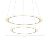 Contemporary White Loop Ring Acrylic LED Pendant Chandelier #size