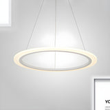 Contemporary White Loop Ring Acrylic LED Pendant Chandelier Image - 3