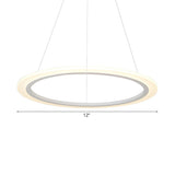 Contemporary White Loop Ring Acrylic LED Pendant Chandelier Image - 5