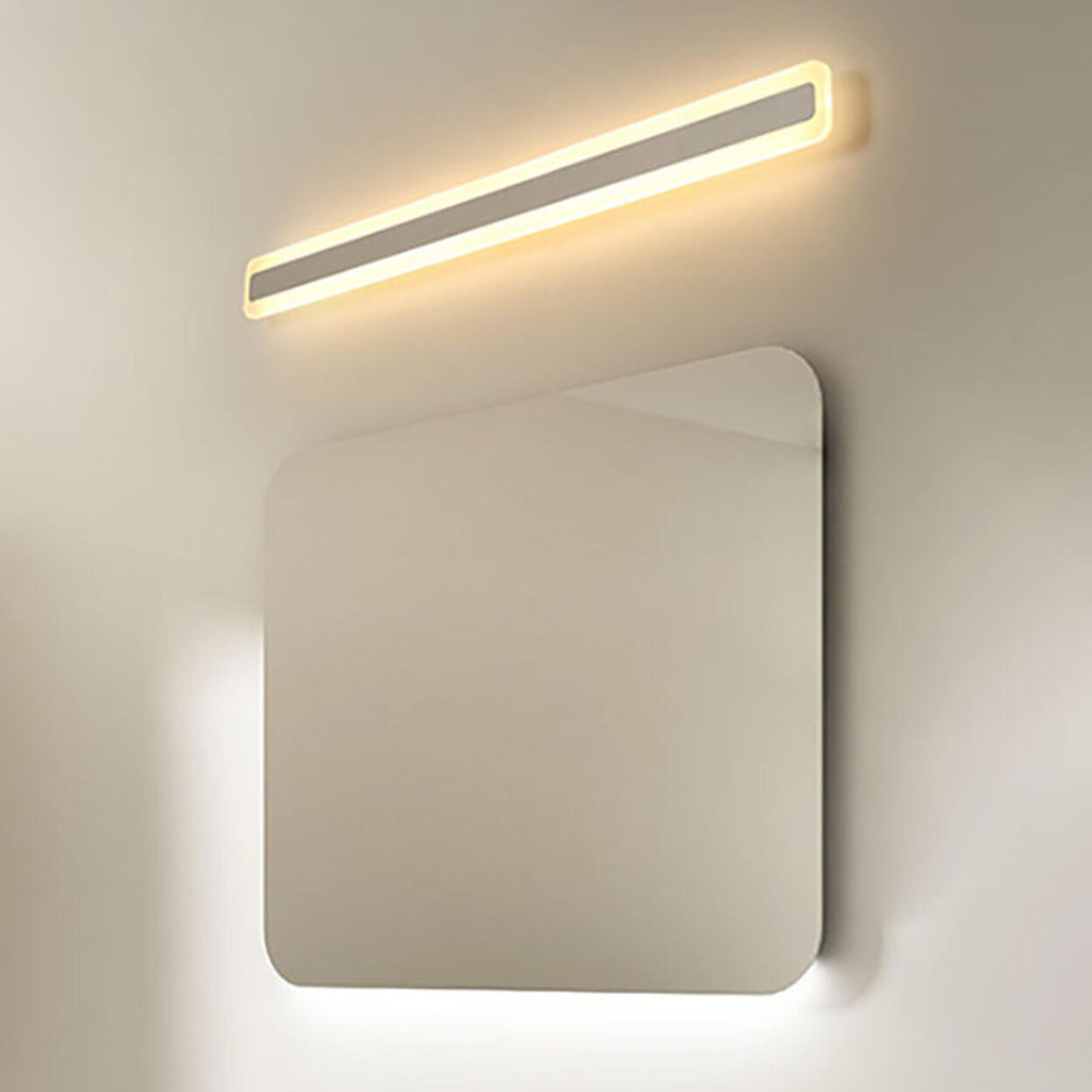 Contemporary White Rectangular LED Vanity Light Image - 24