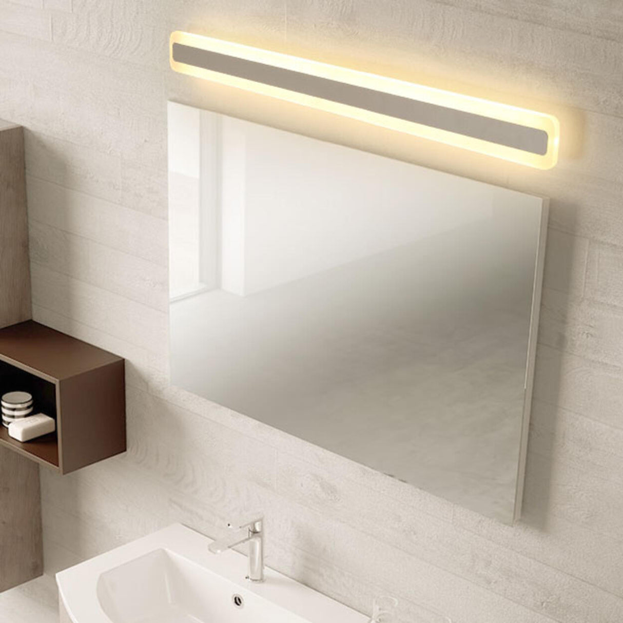 Contemporary White Rectangular LED Vanity Light Image - 4