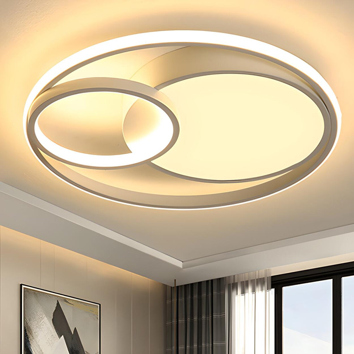 Contemporary White Ring LED Flush Mount Ceiling Light Image - 1