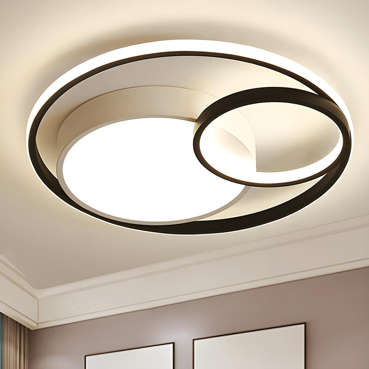 Contemporary White Ring LED Flush Mount Ceiling Light Image - 6