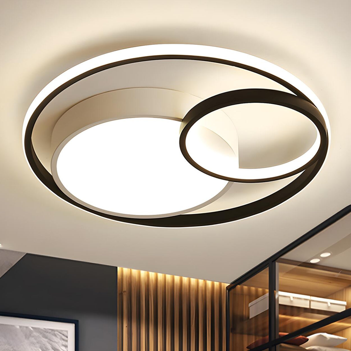 Contemporary White Ring LED Flush Mount Ceiling Light Image - 7