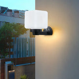 Contemporary White Square Glass Outdoor Wall Sconce Image - 1