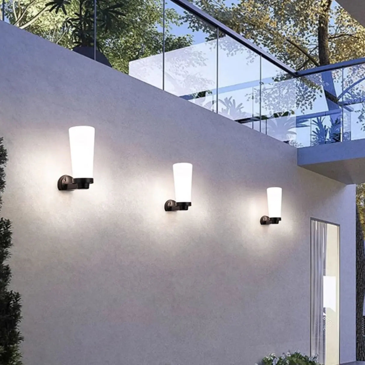 Contemporary White Square Glass Outdoor Wall Sconce Image - 6