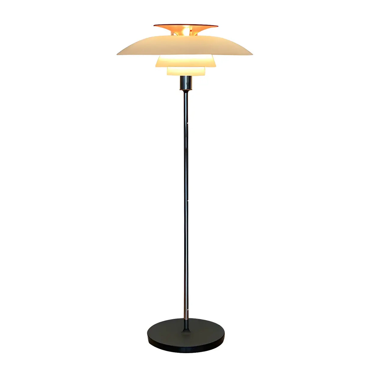 Contemporary White Tiered Cone Shade Floor Lamp Image - 6