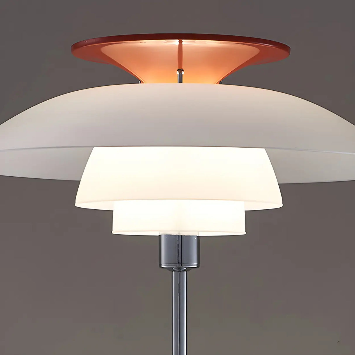 Contemporary White Tiered Cone Shade Floor Lamp Image - 8