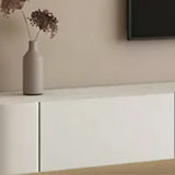 Contemporary White Wall-Mounted TV Stand with Cabinet Image - 10