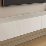 Contemporary White Wall-Mounted TV Stand with Cabinet Image - 7