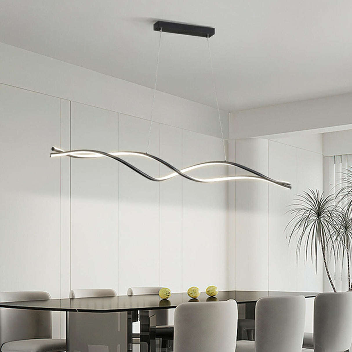 Contemporary White Wave LED Kitchen Island Light Image - 15