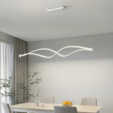 Contemporary White Wave LED Kitchen Island Light Image - 5