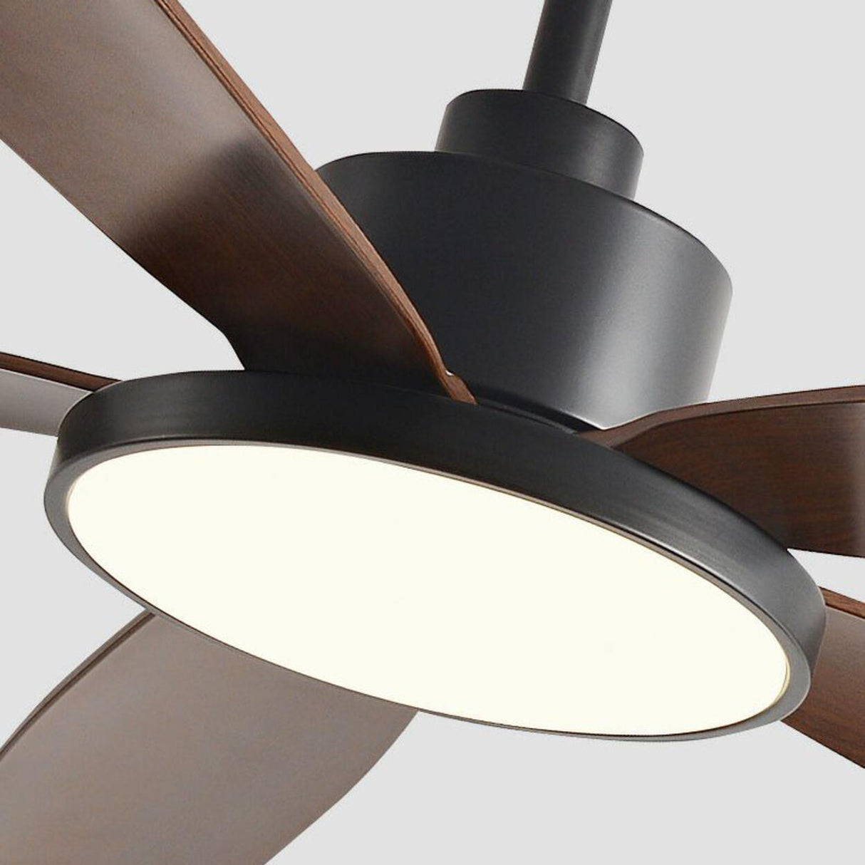 Contemporary Wood 5 Blades Ceiling Fan with LED Light Image - 11