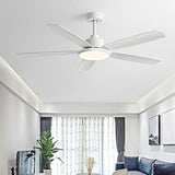 Contemporary Wood 5 Blades Ceiling Fan with LED Light Image - 4