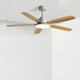 Contemporary Wood 5 Blades Ceiling Fan with LED Light Image - 7