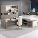 Contemporary Wood Cable Storage L-Shape Executive Desk Image - 5