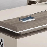 Contemporary Wood Cable Storage L-Shape Executive Desk Image - 7