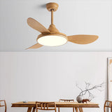 Contemporary Wood Ceiling Fan with Dimmable LED Light Image - 1