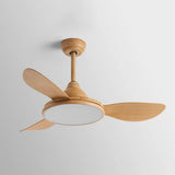 Contemporary Wood Ceiling Fan with Dimmable LED Light Image - 13