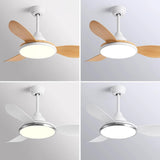 Contemporary Wood Ceiling Fan with Dimmable LED Light Image - 15