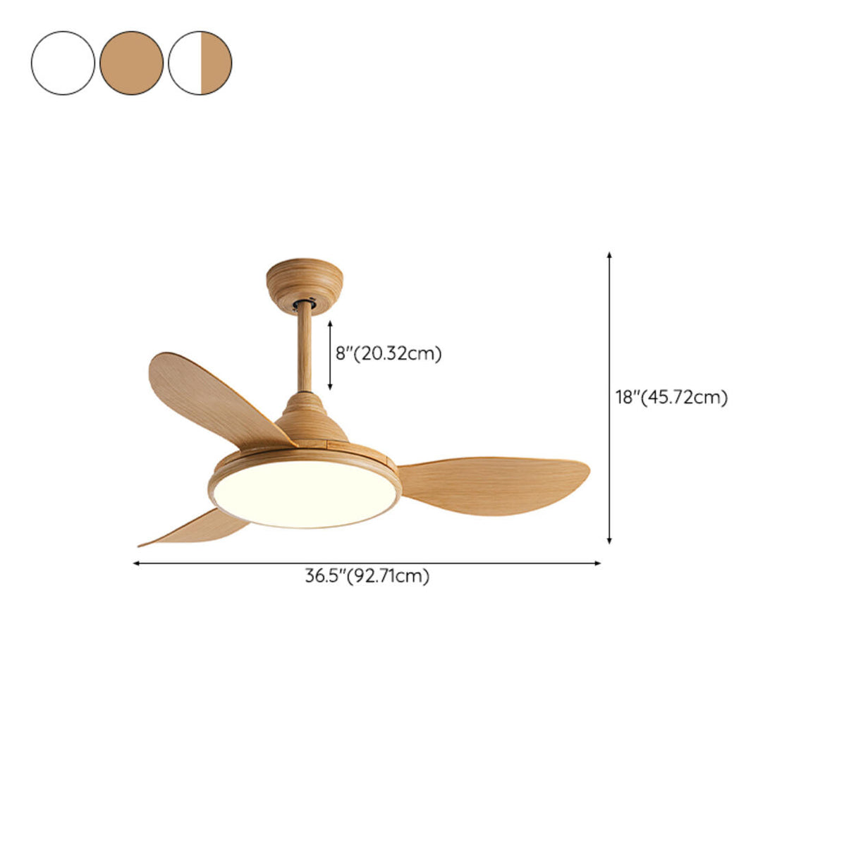 Contemporary Wood Ceiling Fan with Dimmable LED Light 