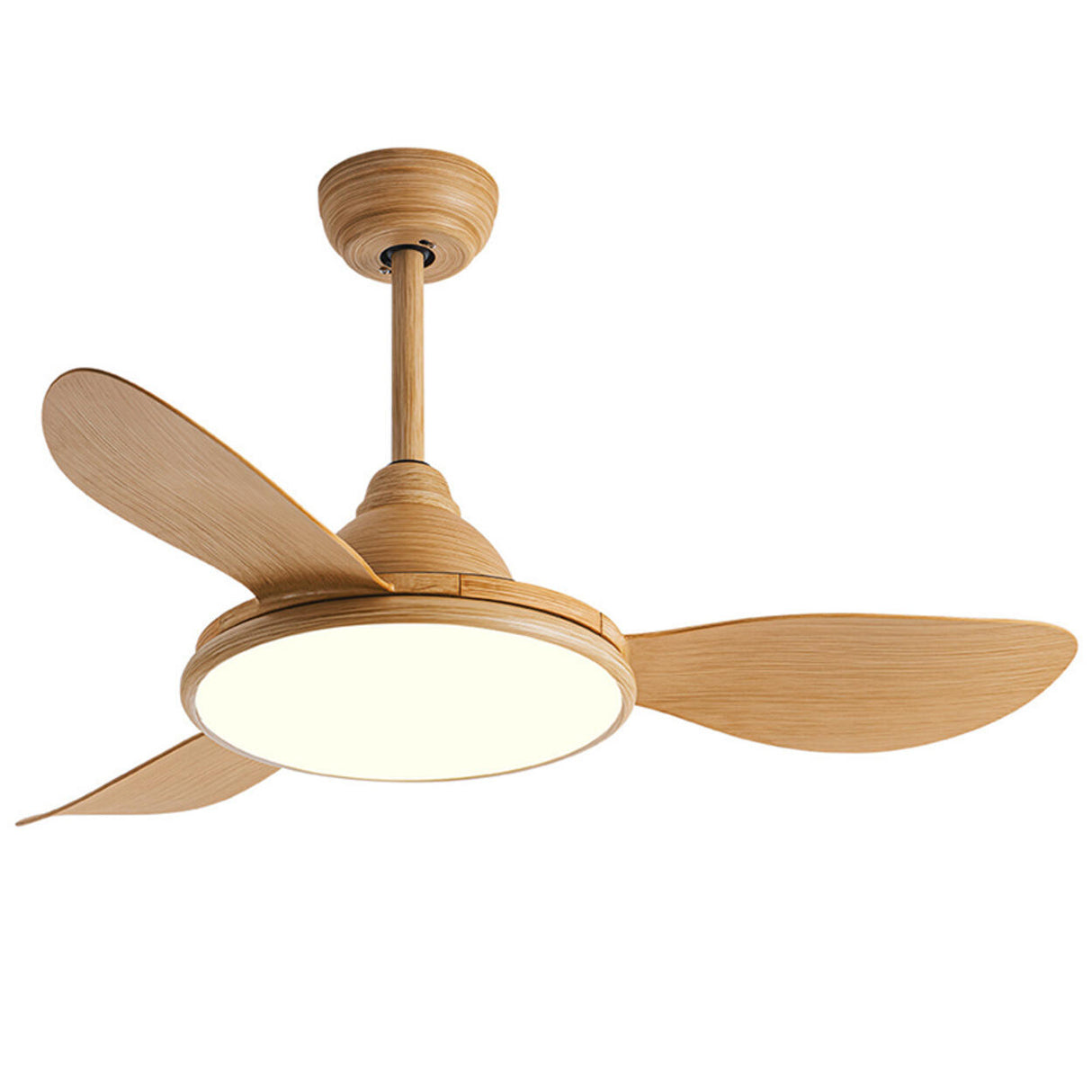 Contemporary Wood Ceiling Fan with Dimmable LED Light Image - 9