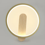 Contemporary Wood Geometric Metal LED Wall Sconce Image - 12