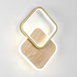 Contemporary Wood Geometric Metal LED Wall Sconce Image - 13