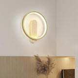 Contemporary Wood Geometric Metal LED Wall Sconce Image - 3