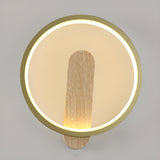 Contemporary Wood Geometric Metal LED Wall Sconce Image - 7