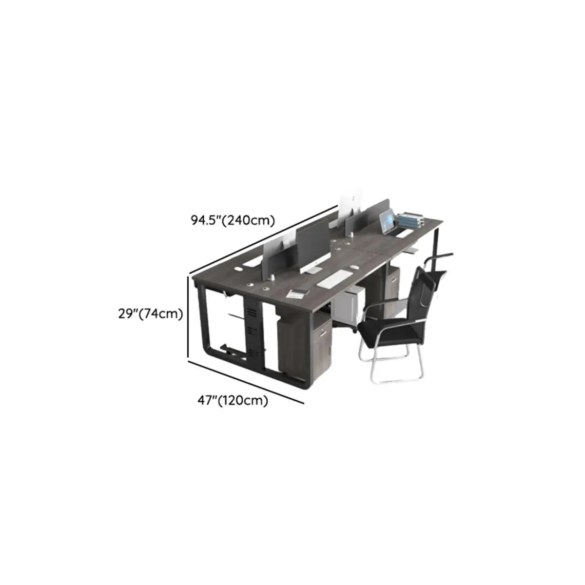 Contemporary Wood Rectangular Four-Person Computer Desk Image - 15