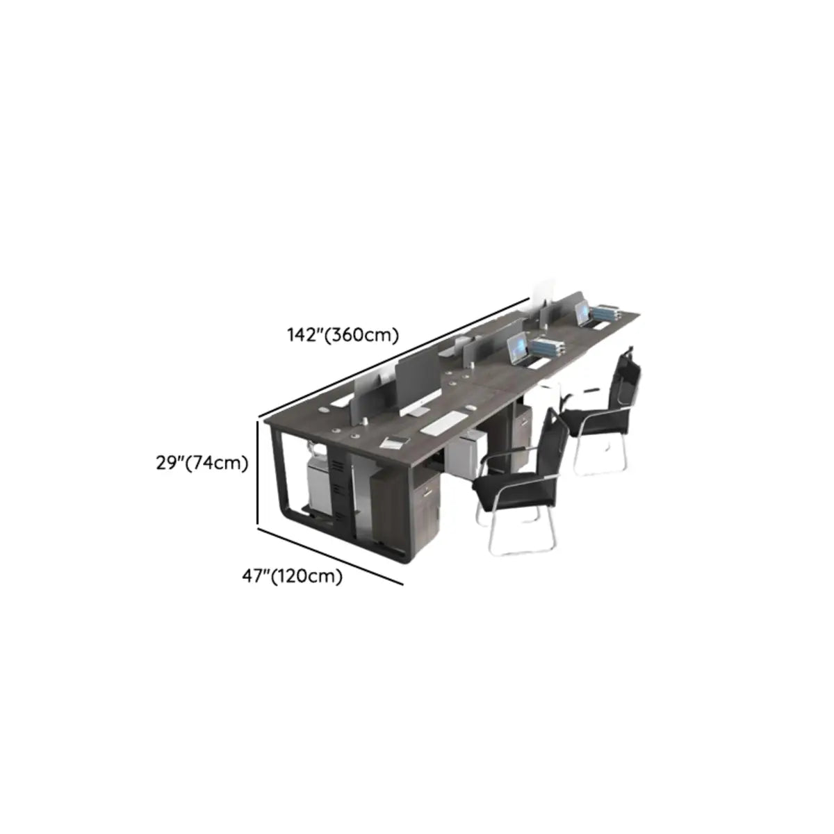 Contemporary Wood Rectangular Four-Person Computer Desk Image - 16