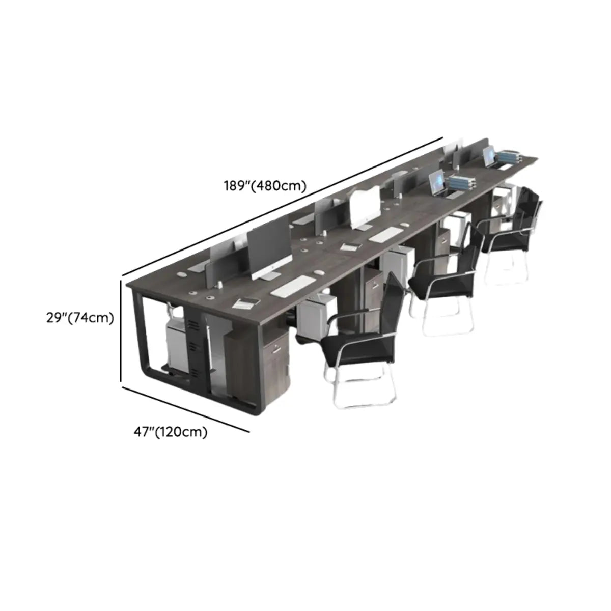 Contemporary Wood Rectangular Four-Person Computer Desk Image - 17