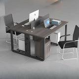 Contemporary Wood Rectangular Four-Person Computer Desk Image - 3