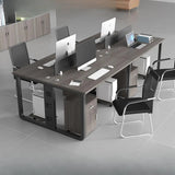 Contemporary Wood Rectangular Four-Person Computer Desk Image - 5